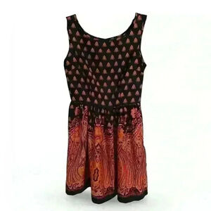 UP by Ultra Pink Lotus Flower Dress - Navy Blue, Pink and Orange Size Small